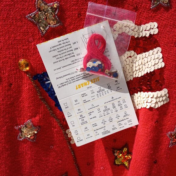 THE QUACKER FACTORY Sweater Womens 1X Red Patriotic Christmas American Flag NWT - Picture 5 of 15